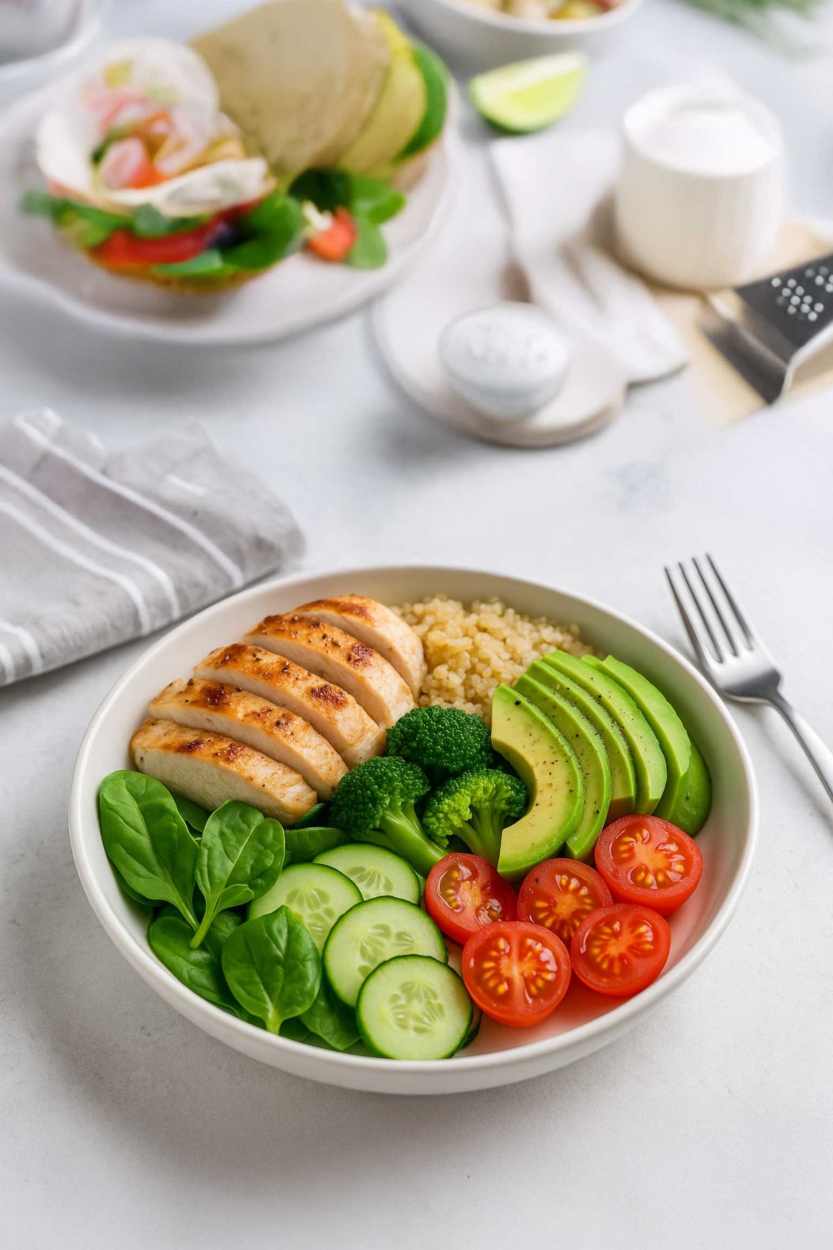gesunde Mahlzeit mit Reis und Gemüse