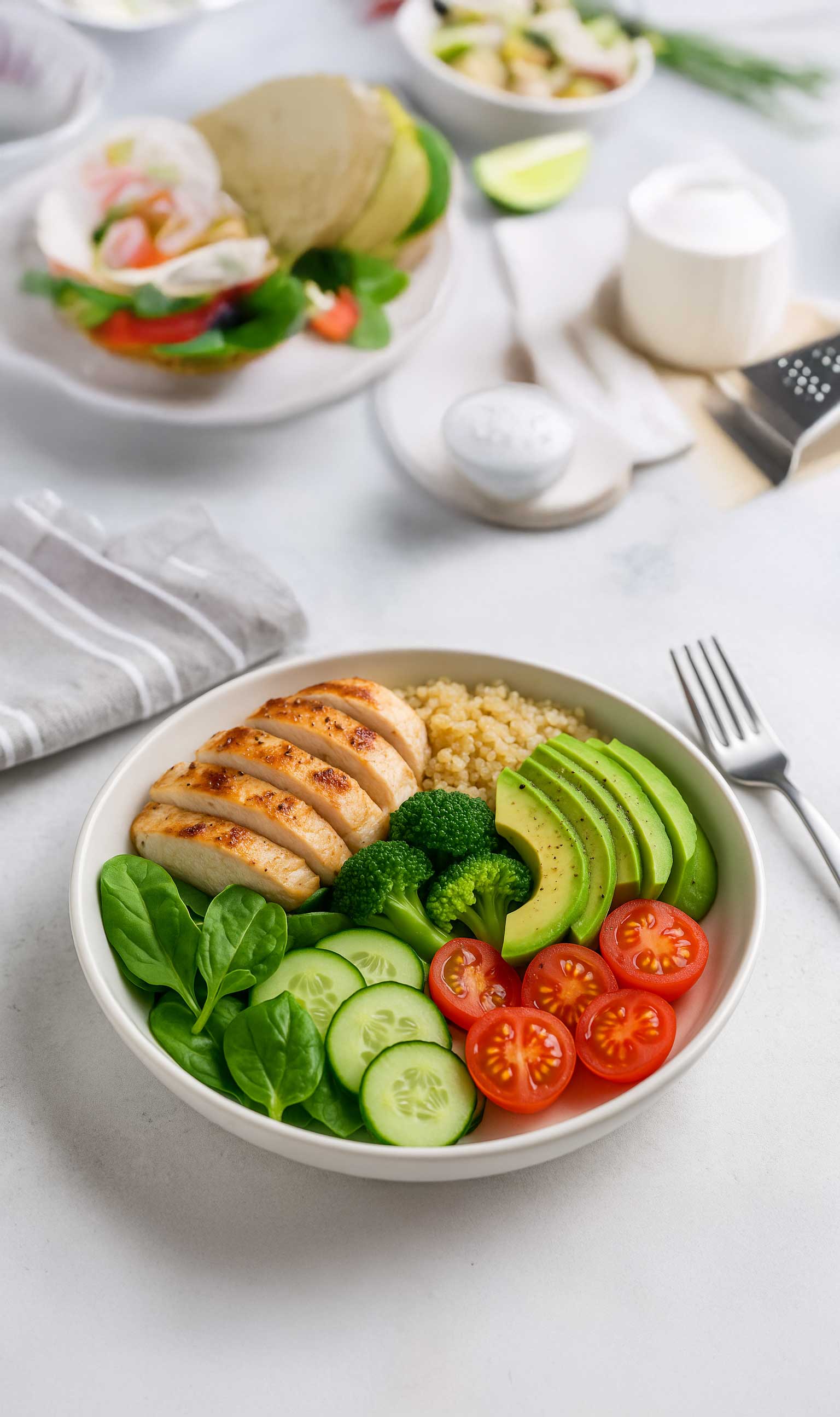 gesunde Mahlzeit mit Reis und Gemüse