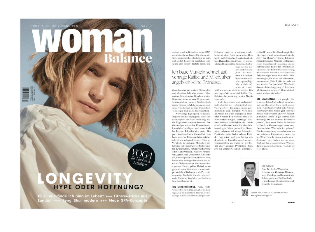 Artikel in Woman Balance über Permedio und Dr. Stefan Wöhrer